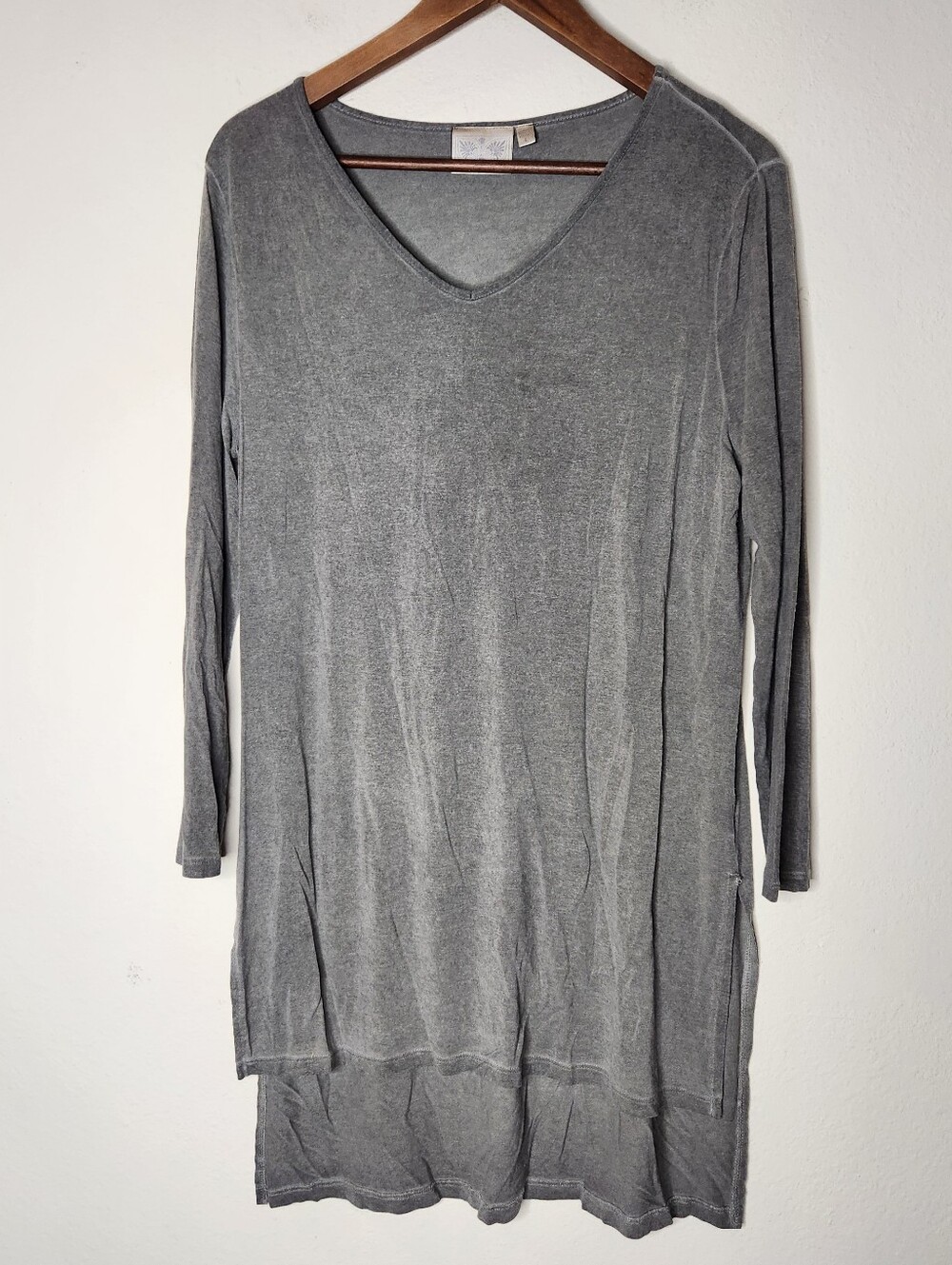 Dantelle Womens Large Gray Tunic Dress Long Sleeve Top